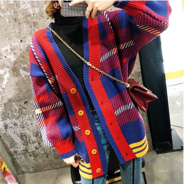 Áo Khoác Cardigan Tay Dài Họa Tiết Sọc Ô Vuông Xinh Xắn Phong Cách Hàn Quốc | BigBuy360 - bigbuy360.vn