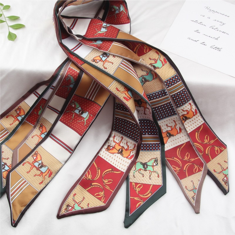 Hộp Quà Tặng Khăn Choàng Lụa Dài Mỏng Và Hẹp Phối Ruy Băng