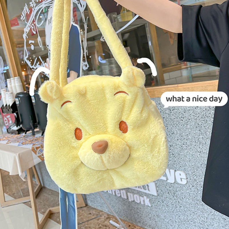 Túi Tote Đeo Vai Hình Gấu Bông Màu Vàng Dễ Thương Cho Bé Gái