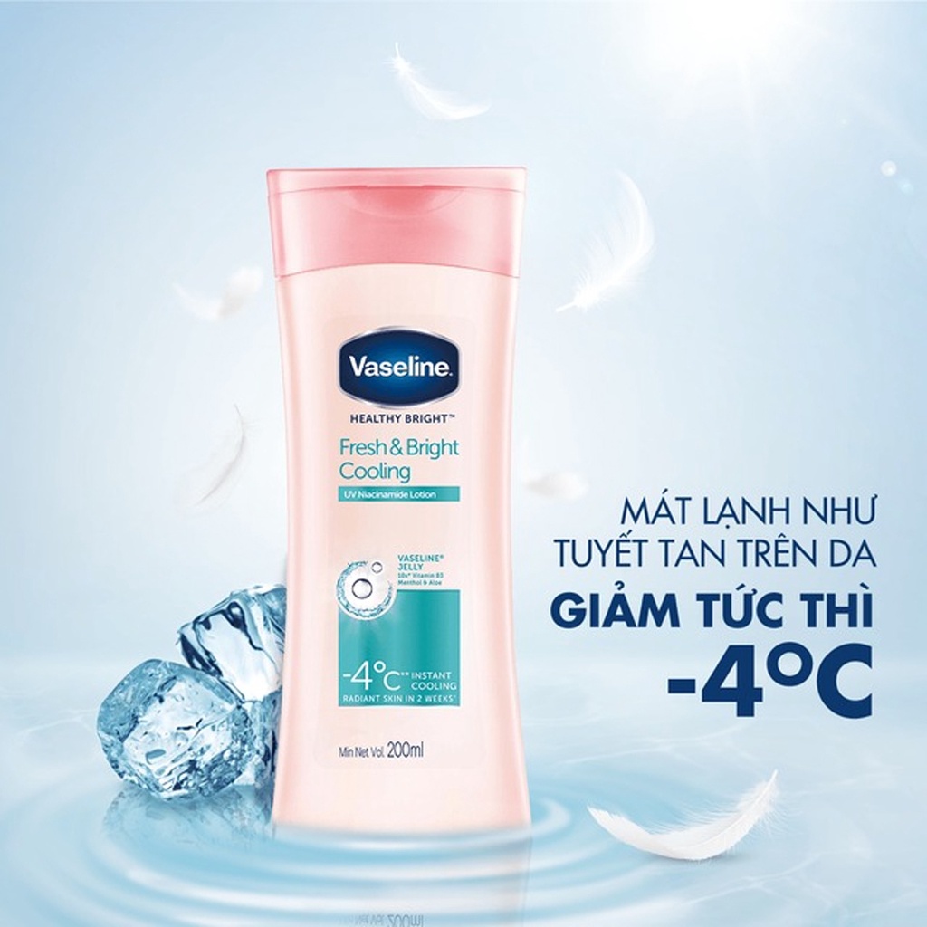 Sữa Dưỡng Thể Vaseline Dịu Mát Sáng Da Healthy White Fresh &amp; Fair Cooling UV Gel Lotion 200ml