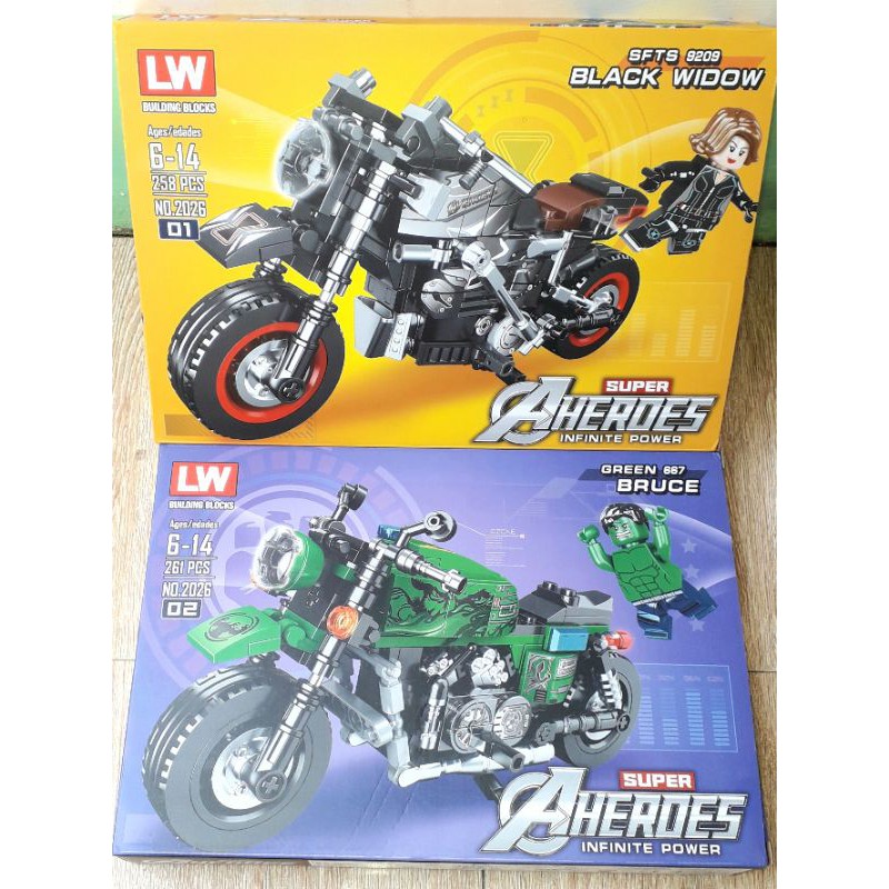 Lắp ráp 1 hộp Xe đua cực đẹp Lego-Xe môtô Bruce Green 887 hoặc FSTS 9209 có 260 chi tiết bằng nhựa rất đẹp