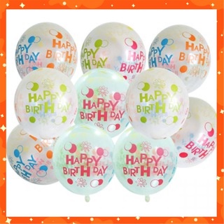 Bong bóng trang trí trong suốt in chữ Happy Birthday phụ kiện trang trí sinh nhật Sunny