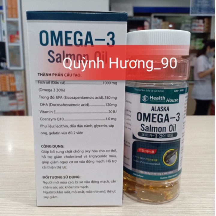 Viên dầu cá Alaska OMEGA 3 Salmon Oil lọ 100 viên giúp tăng cường trí não và thị lực