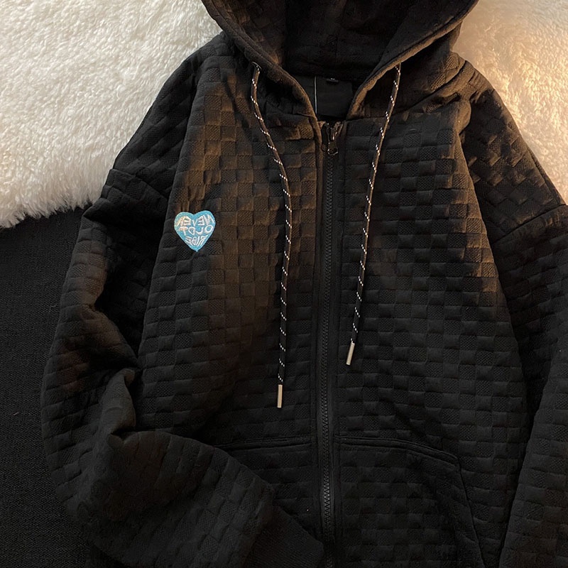 Áo khoác cardigan IELGY có khóa kéo mũ trùm đầu ôm dáng dành cho nữ