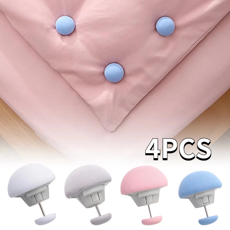 Set 4 Kẹp Cố Định Chăn Mền Bằng Nhựa Mềm Chống Trượt Hình Nấm