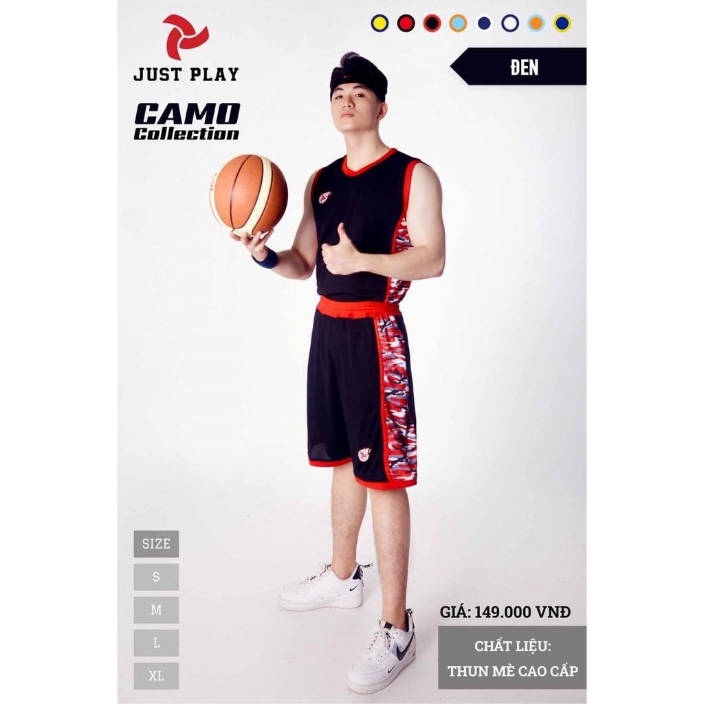 Bộ đồ thể thao, Quần áo bóng rổ cao cấp JUST PLAY Camo Phom áo rộng chất vải mè thoáng mát chính hãng- Putin Shop
