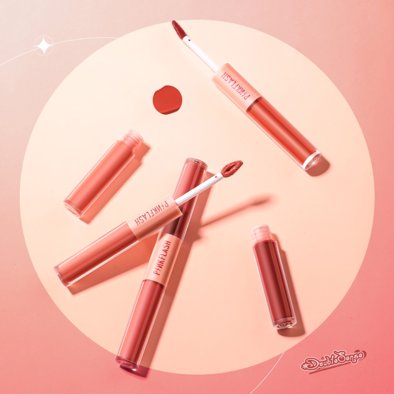 Pinkflash Son môi hai đầu 2 trong 1 Liquid Matte Velvet Lip Tint Nhẹ Sắc tố cao lâu trôi Không thấm nước và chống mồ hôi Trang điểm tự nhiên wine01