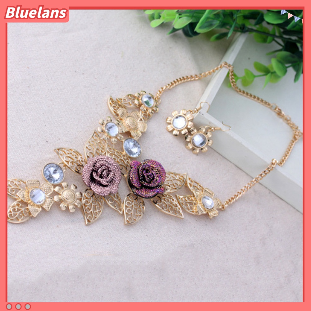 Bộ Vòng cổ + Đôi Bông Tai Hình Chiếc Lá Thời Trang Cho Nữ