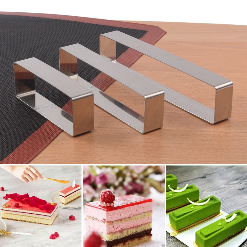 Khuôn Làm Bánh Mousse Hình Chữ Nhật Bằng Thép Không Gỉ Siêu Bền DIY