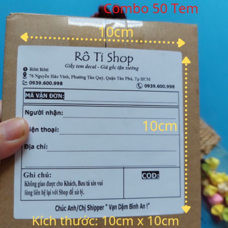 50 Tem Hóa Đơn In Sẵn Thông Tin Kích Thước 10x10cm