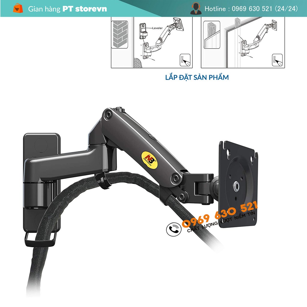 Giá Đỡ Màn Hình NB-F150 Gắn Tường 17-35 inch -Tải trọng 12 Kg - Xoay màn 360độ - Phiên Bản Mới Tải Trọng Lớn Hơn