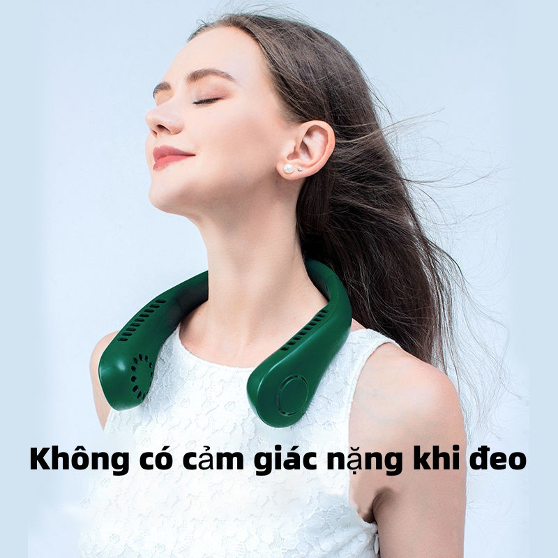 Quạt đeo cổ mini không cánh thổi 360 độ có 3 chế độ gió , Dáng Thể Thao -Quạt tích điện mini siêu phẩm hè