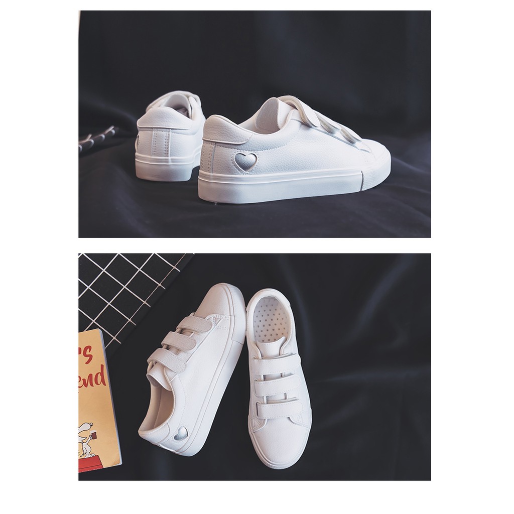 [ORDER] Giày bata học sinh quai dán màu trắng in hình tim  siêu xinh - MBS341 | BigBuy360 - bigbuy360.vn