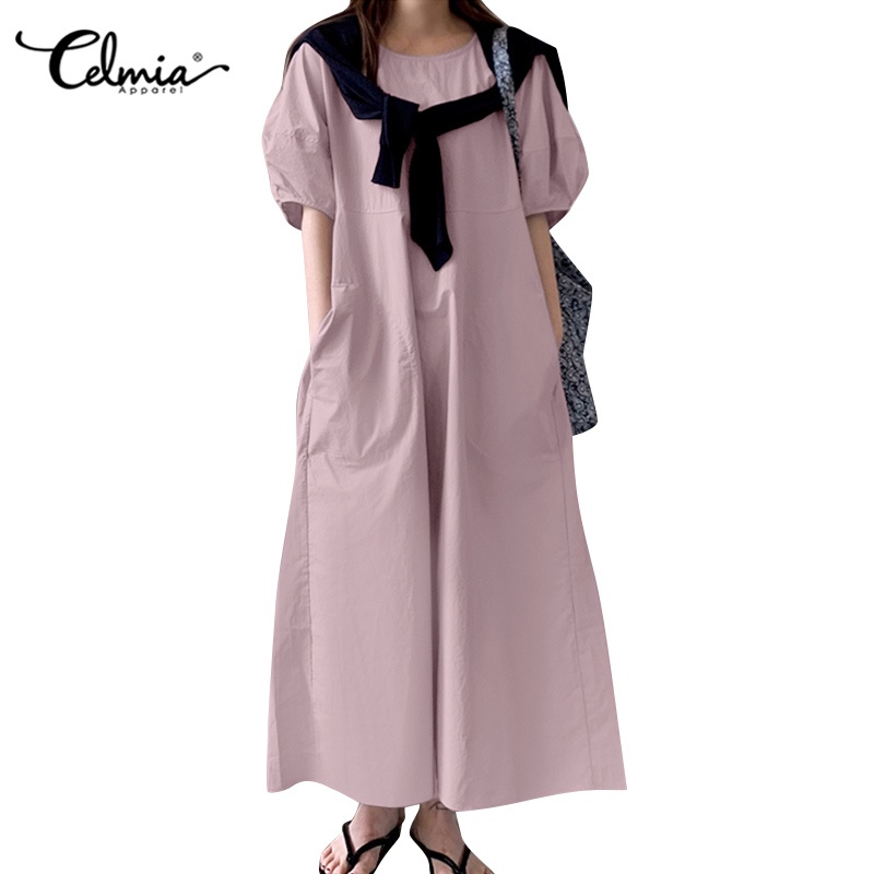 Đầm maxi CELMIA dáng dài rộng tay ngắn có túi thời trang mùa hè dành cho nữ
