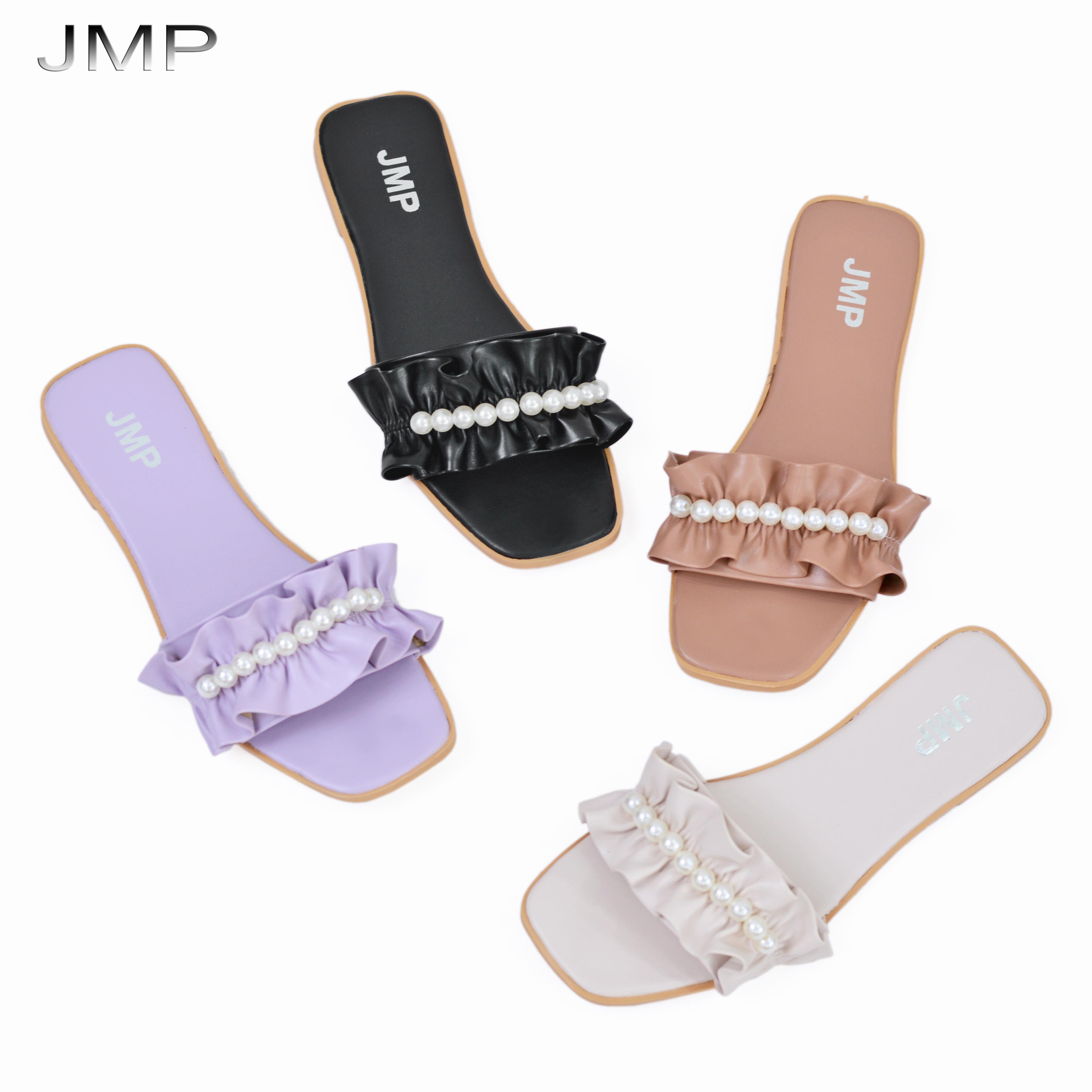 JMP - Dép Thời Trang Quai Ngang Đính Hạt Châu Cao 1CM- DE47