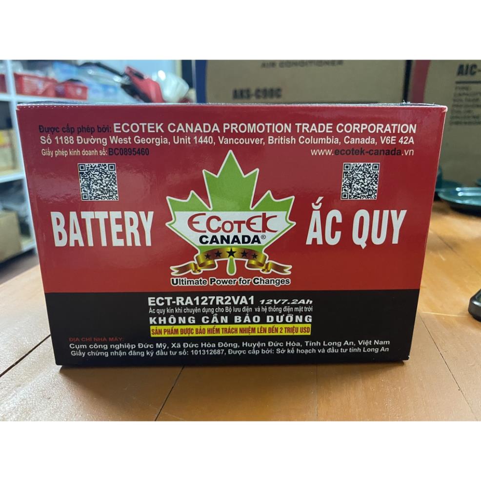 Ắc Quy 12V 7.2AH Ecotek  BH 1 Năm