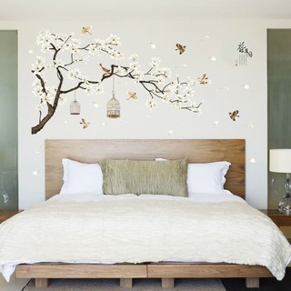 decal dán tường hoa đào trắng