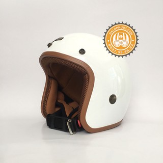 Nón bảo hiểm ASIA 124 (Trắng lót Nâu)
