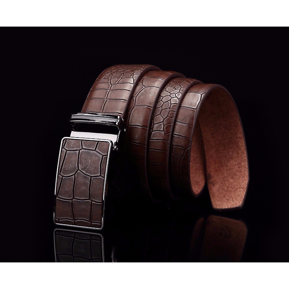 ( Rẻ Vô Địch ) Dây nịt da vân cá sấu, Thắt lưng khóa tự động phủ da - Phong cách lịnh lãm, Doanh nhân