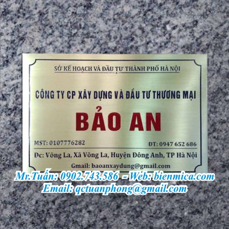 Biển Công Ty -  Nhôm Aluminium Alcorest Màu Đồng, Inox in UV chìm trực tiếp - Bảo Hành 10 năm