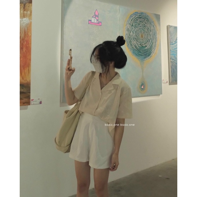 Áo sơmi cộc tay cổ vest dáng basic / Áo sơmi công sở nhiều màu