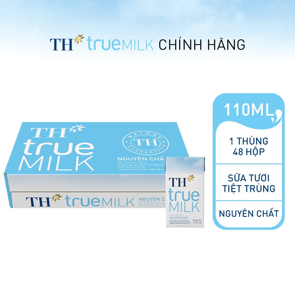 [HSD T9-2022] Thùng Sữa tươi tiệt trùng TH true MILK KHÔNG ĐƯỜNG 110ml