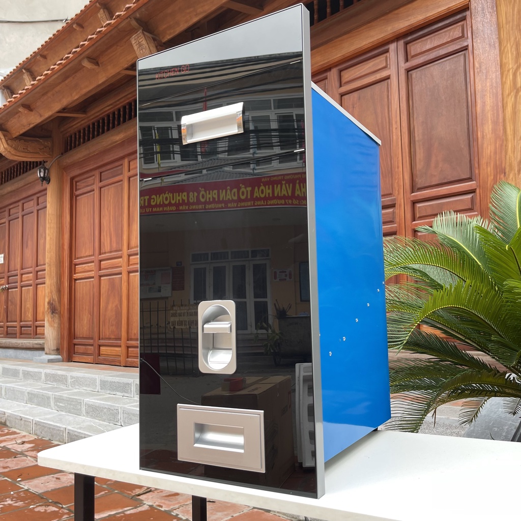 Thùng Gạo Âm Tủ, Thùng Đựng Gạo Thông Minh Tủ Bếp Gương Cường Lực KITCHENGO - Bảo Hành 10 Năm - Có Thợ Lắp