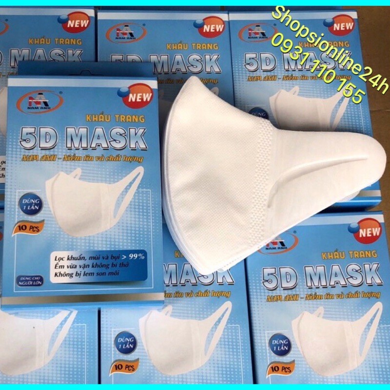 Hộp 10 Cái Khẩu Trang 3D Mask, 5D Mask Quai Vải Famapro Nam Anh