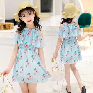 Váy Voan Hoa Văn Màu Xanh Hồ Dành Cho Bé Gái (13 -36kg)