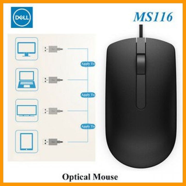 Chuột máy tính DELL MS116 - Chuột máy tính có dây, BH 12 tháng, Hàng chính hãng