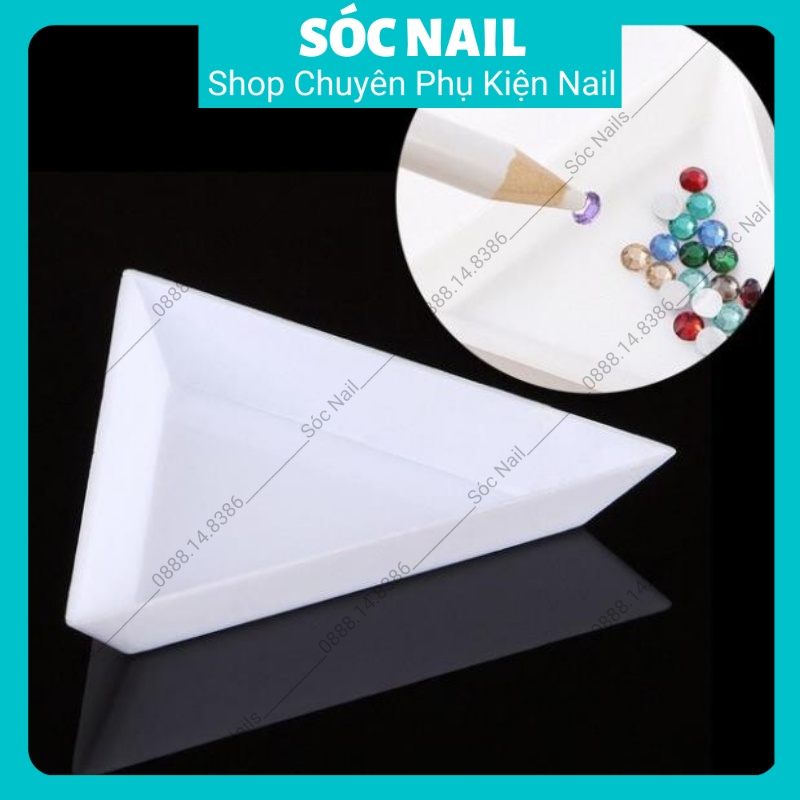 Khay Tam Giác Đựng Phụ Kiện Nail, Đựng Đá Làm Móng