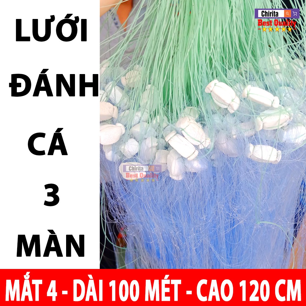 Lưới Đánh Cá 3 Màn LOẠI 1 - Chiều Cao 1.2 Mét - Dài 100 Mét - Đủ SIZE : Mắt 4 - 5 - 6 - 7 - 8