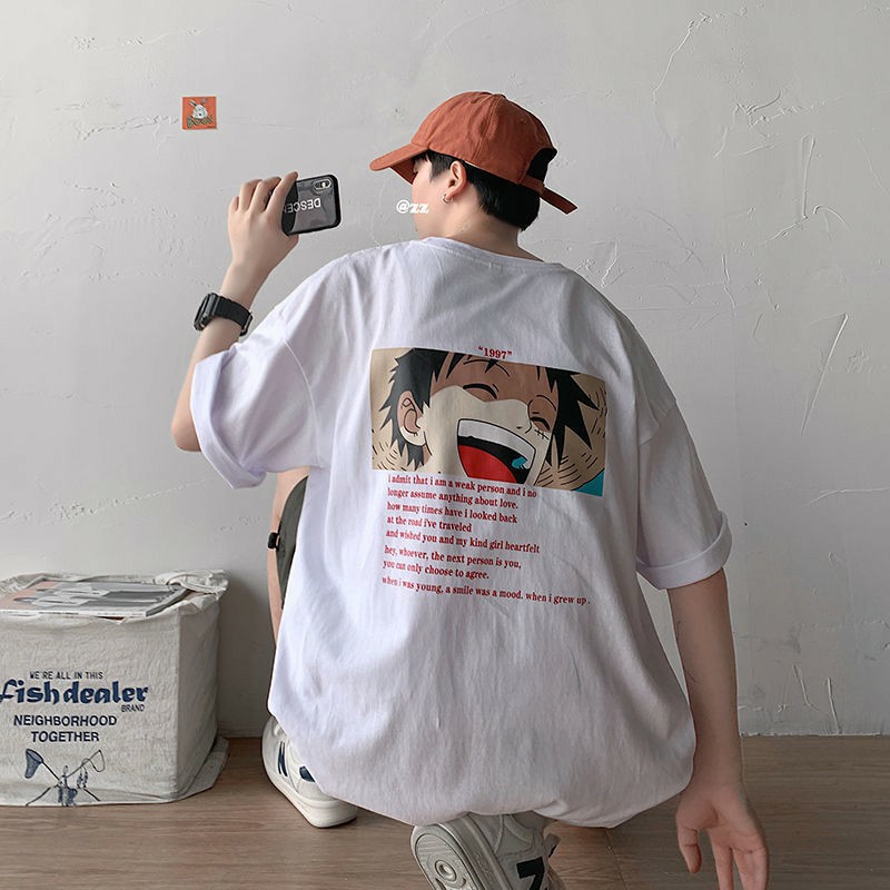 Áo thun tay lỡ form rộng in họa tiết hoạt hình Luffy 1997 - phông Unisex nam nữ đều mặc được
