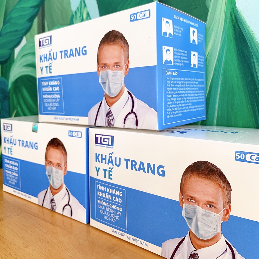 Hộp 50 cái KHẨU TRANG Y TẾ TGI 4 LỚP - CHÍNH HÃNG CÔNG TY TRẦN GIA