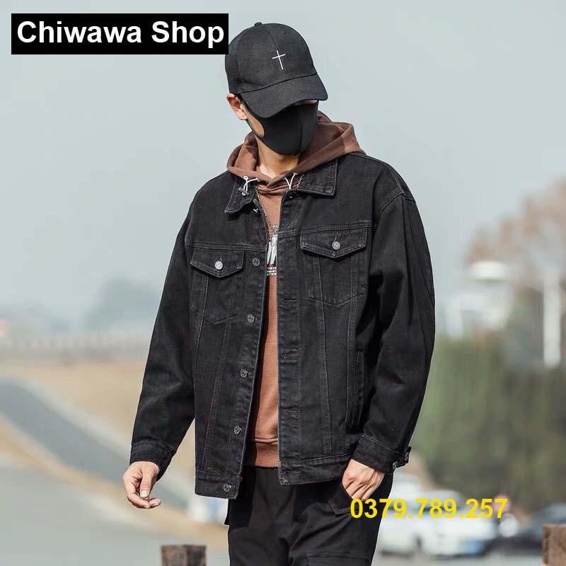 Áo khoác jean nam nữ đen trơn form rộng Hàn Quốc mẫu mới hàng loại 1 bao đẹp size M-L-XL CHI27