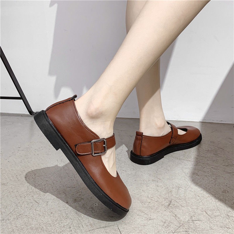 Giày Da Đế Bằng Kiểu Retro Anh Thiết Kế Dễ Thương Cho Nữ | BigBuy360 - bigbuy360.vn