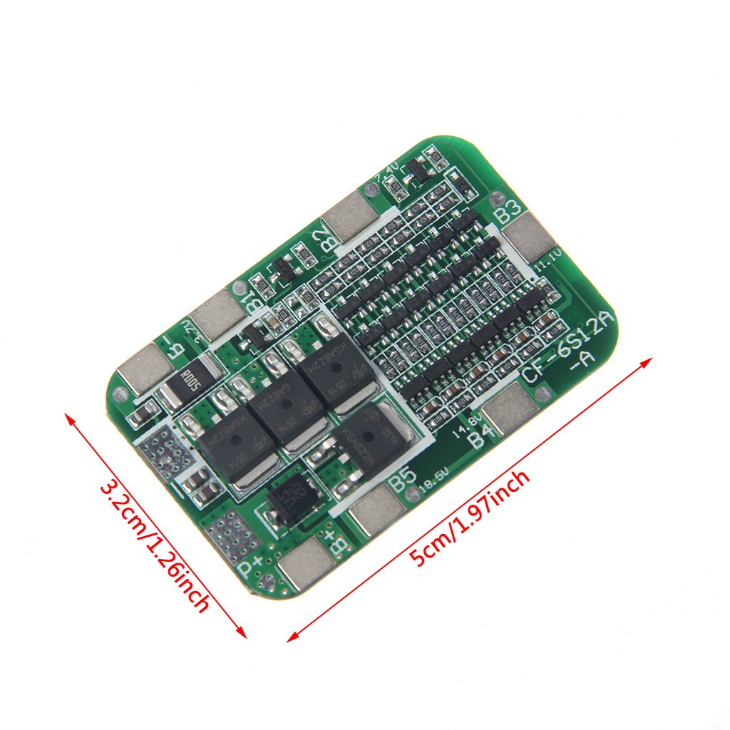 Bo mạch bảo vệ PCB 6S 15A 24V BMS cho 6 pin Li-ion Lithium 18650