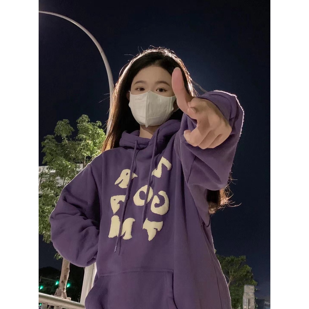 Áo hoodie lót nhung dày dặn thời trang xuân thu cho nữ 2021