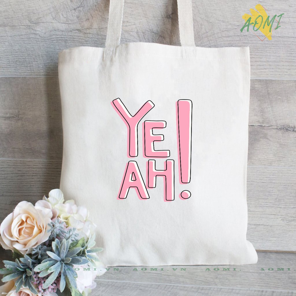 TÚI VẢI SLOGAN HAY ĐEO VAI TOTE CANVAS BAG CÓ KHÓA KÉO SIZE LỚN 33x38cm CUTE XINH ĐẸP TIỆN ÍCH DẠO PHỐ DU LỊCH