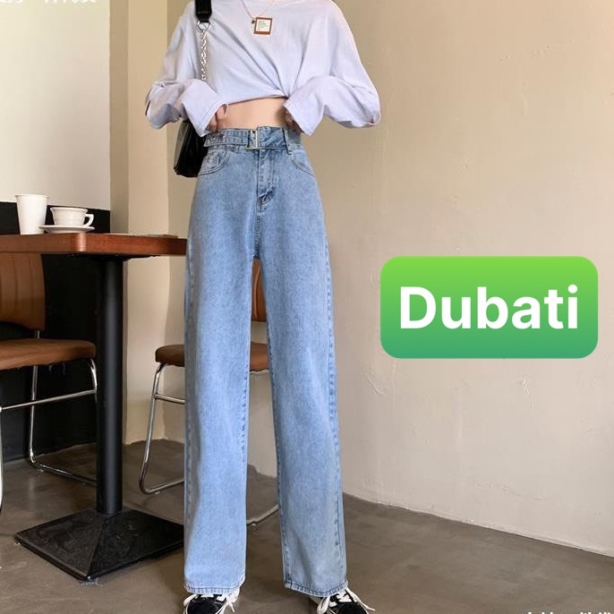 QUẦN BAGGY CHẤT BÒ XANH JEAN NỮ ỐNG SUÔNG NÚT BẤM LƯNG CAO NÂNG MÔNG CAO CẤP- DB 129- DUBATI FASHION