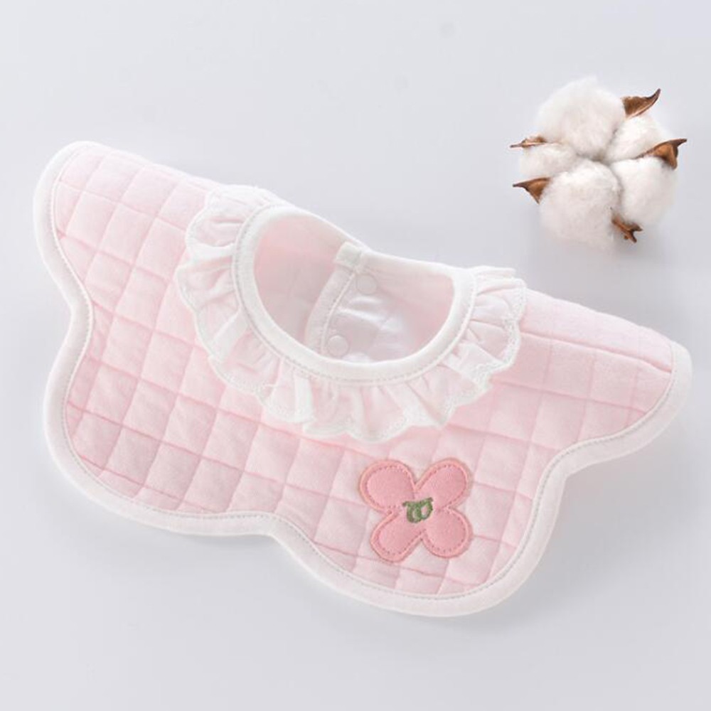 Yếm Cổ Tròn Chống Thấm Nước Xoay 360 Độ Cho Bé Gái Sơ Sinh