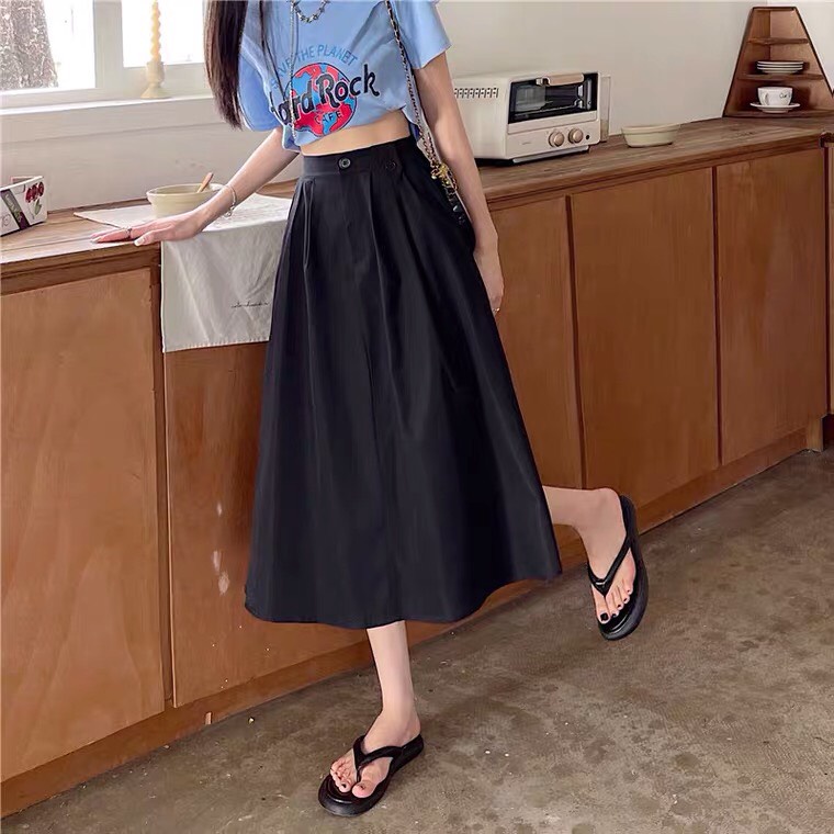 Chân váy chữ a dáng dài phong cách ulzzang , Váy chất liệu kaki mềm + lớp lót trong xinh xắn MS : 14