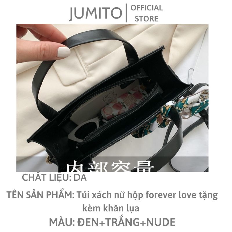 Túi xách nữ hộp forever love đeo chéo cầm tay tặng kèm khăn lụa cao cấp JUMITO SA394