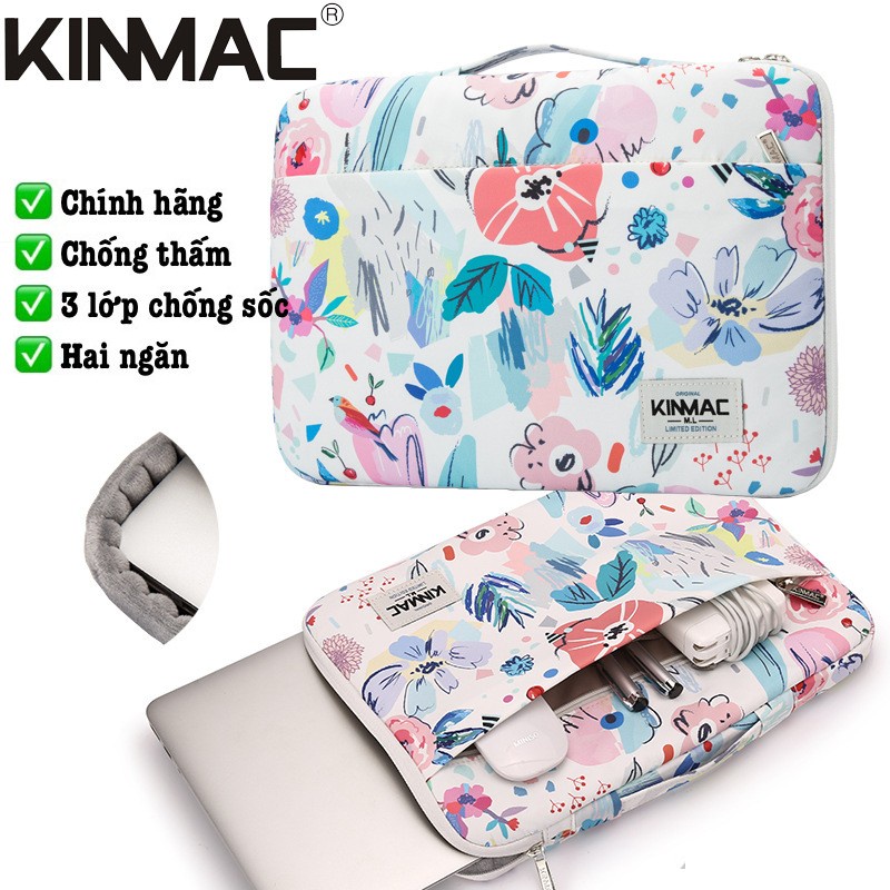 (Hàng Cao cấp - có 3 lớp lót ) Túi đựng laptop/ macbook chống sốc KINMAC, lót silicon, phủ nhung mịn chống sốc tuyệt đối