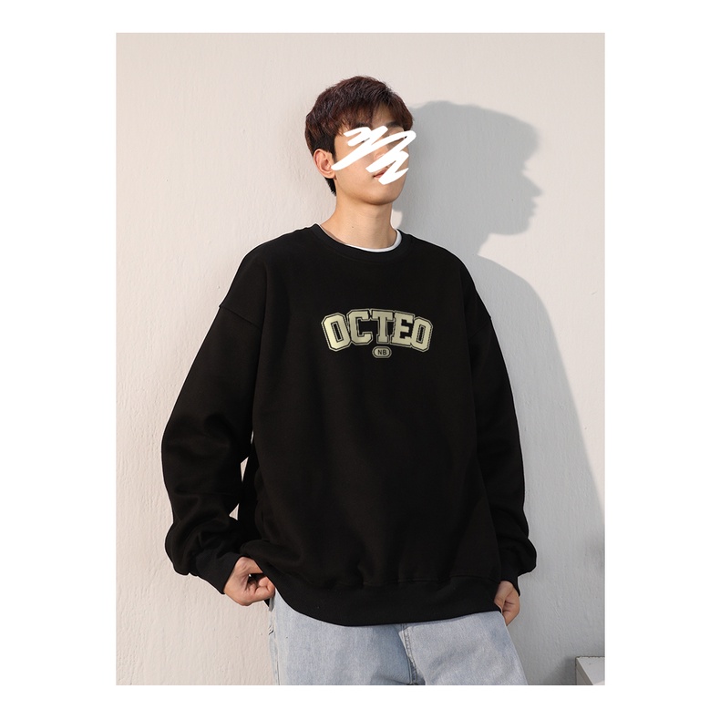 (Hot Trend ) Áo SWEATER Cổ Tròn Phong Cách OCTEO Trẻ Trung Chàng Trai Mùa Thu, Nỉ Ngoại Siêu Dày Dặn Thiết Kế Lịch Sự