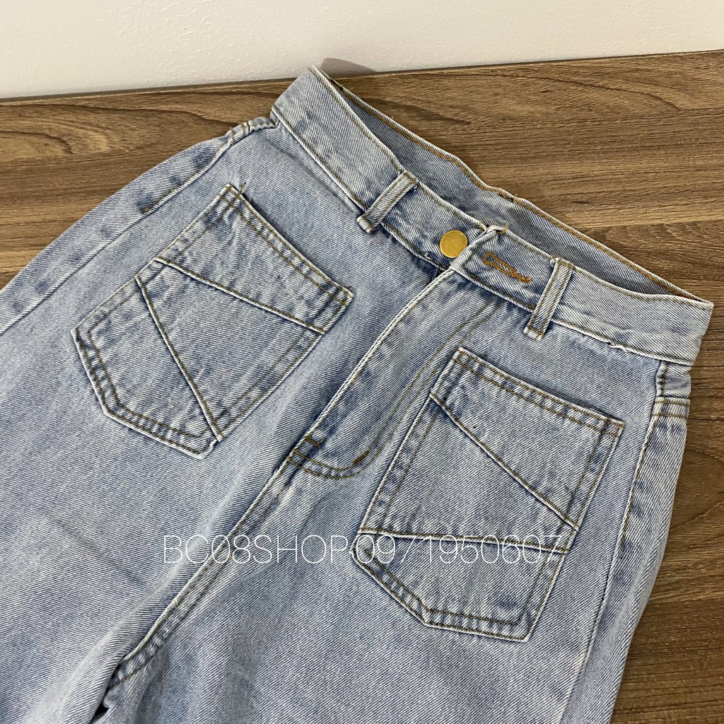 Quần Jean Ống Rộng Lưng Cao Túi Trước 2 màu Đen Xanh Hot BC144 | BigBuy360 - bigbuy360.vn