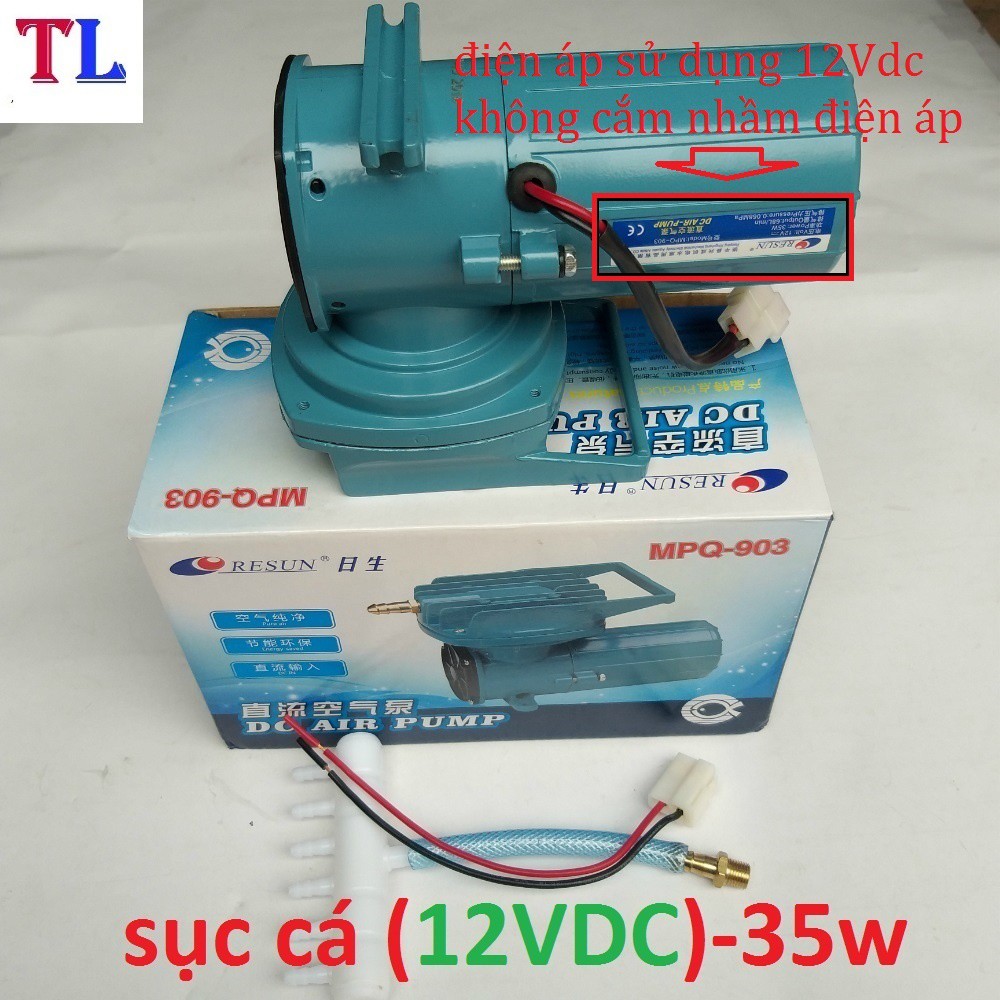 Máy sục sủi thổi khí oxy hồ cá cảnh 12v-35w