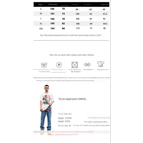 American High Street Flocking Embroidered Gradient Jeans Men's Ins Fashion Brand Street Hip-Hop Loose Straight Full Printed Pants Vr8N