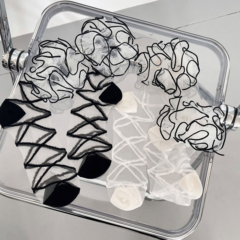 Xixi Tất Lưới Kẻ Sọc Chéo Phong Cách Lolita Dành Cho Nữ