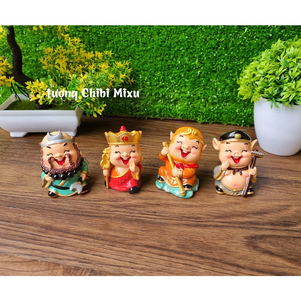 Bộ 04 tượng thầy trò Đường Tăng - tượng Tây Du Ký 6cm cao cấp